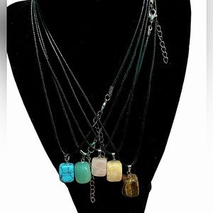 five genuine crystal necklaces with cleansing selenite crystal  stick